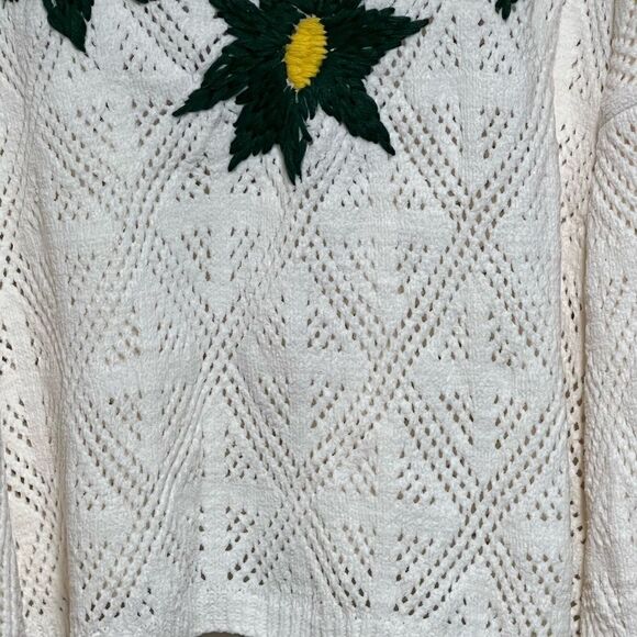 NWT Anthropologie POL Angie Open Weave V Neck Chenille Sweater Sz M - Picture 9 of 11